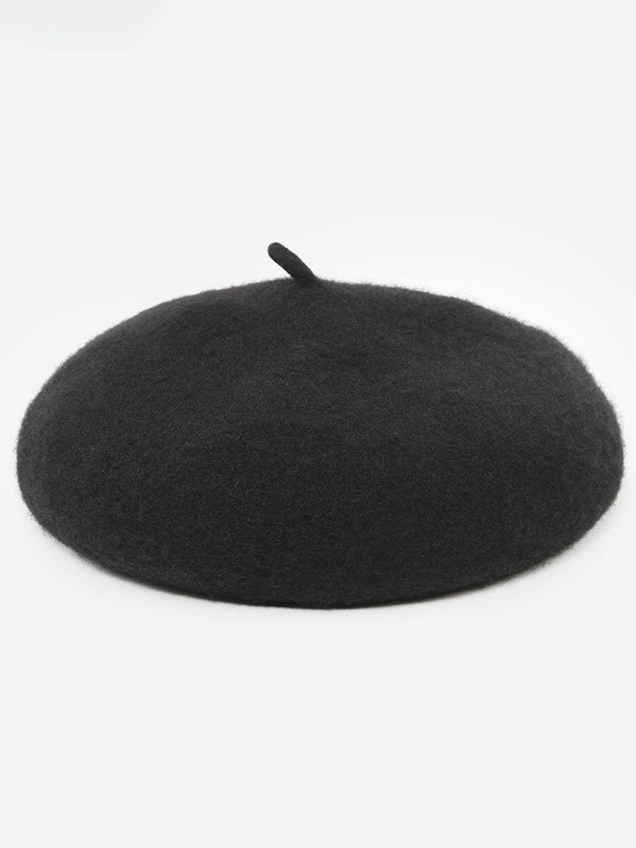 Stylowy retro wełniany beret na jesień i zimę