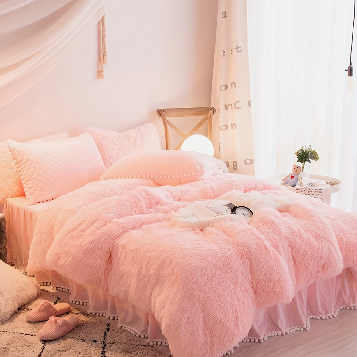 Trzyczęściowy Zestaw Pościeli Welurowej z Aksamitnym Akcentem