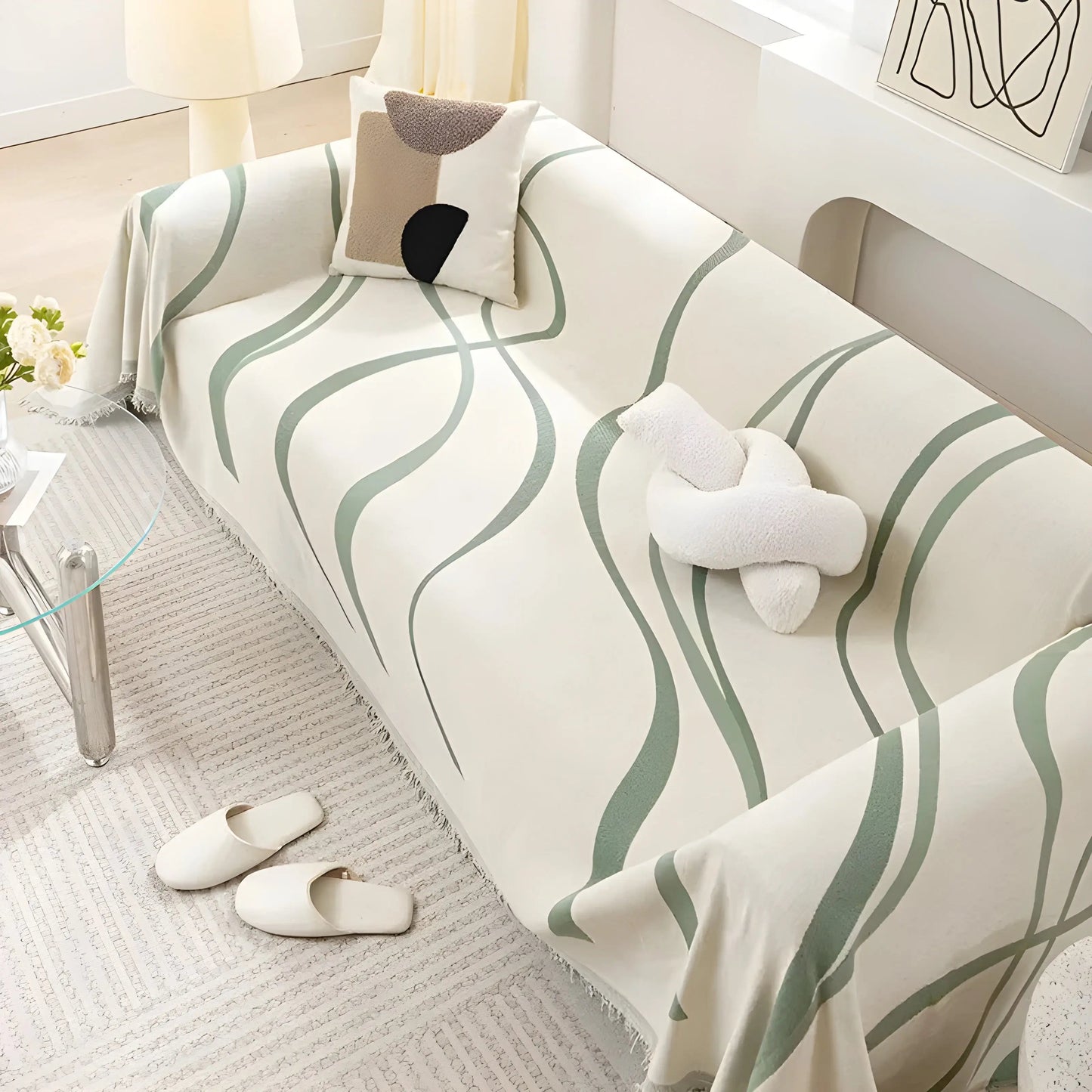 Odwracalny pokrowiec na sofę z chenilli i bawełny – LuxeCasa