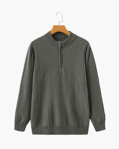 100% Cashmere Ribbed Half-Zip Sweater