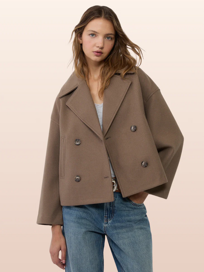 Klasyczna Krótka Dwurzędowa Kurtka Damska na Jesień