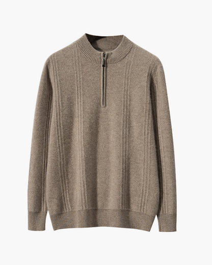 100% Cashmere Ribbed Half-Zip Sweater