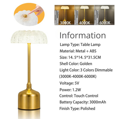 Bezprzewodowa Kryształowa Lampa Stołowa w Kształcie Kwiatu