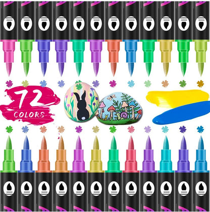 Dwustronne akrylowe markery – 36 sztuk w 72 intensywnych kolorach bez smug