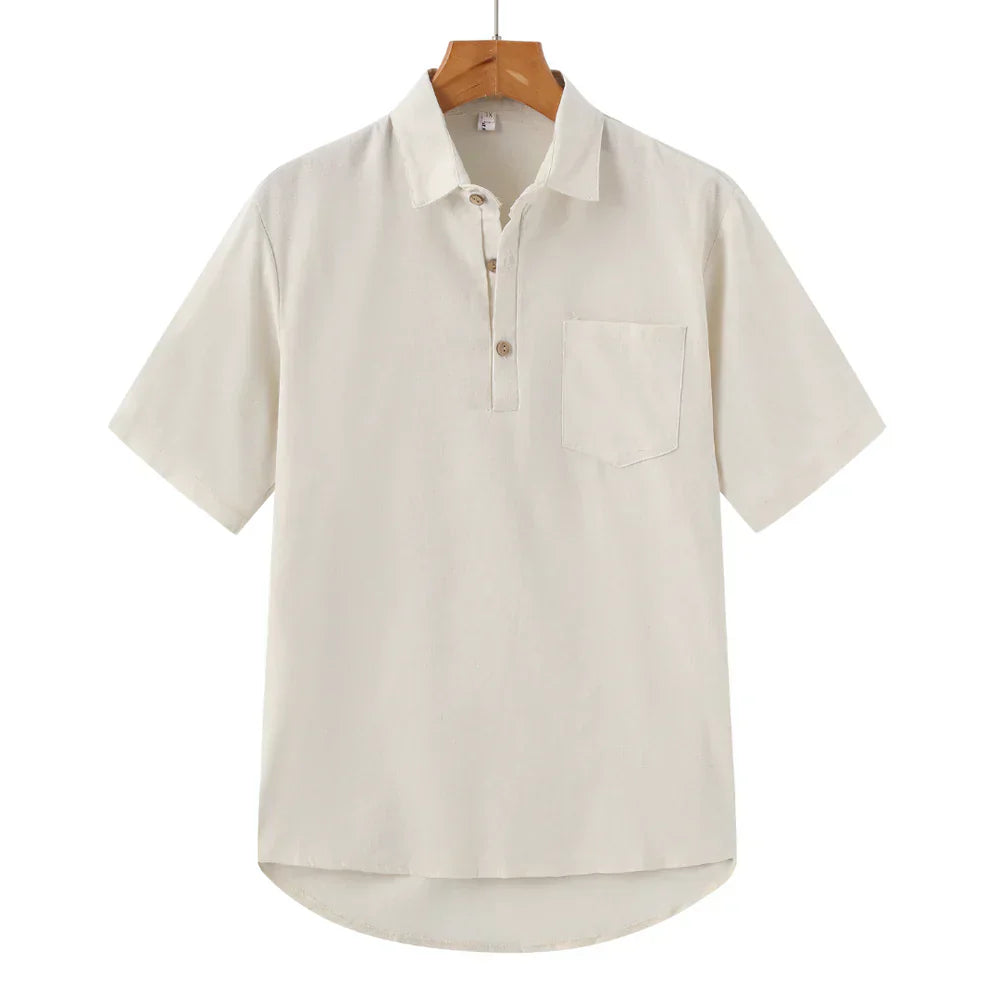 River Blouse - Short Sleeve Linen Polo