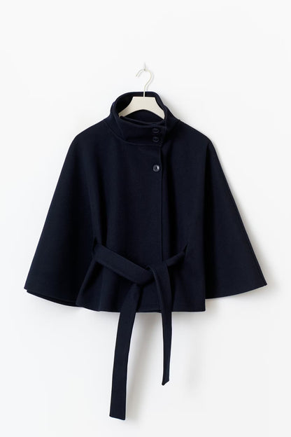 Clara Capejas | Women's Coat with Cape Sleeves, High Collar, and Belt