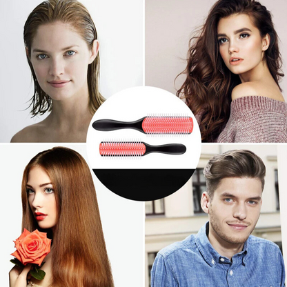 CurlEase - Szczotka do rozczesywania z 9 rzędami do włosów prostych i kręconych