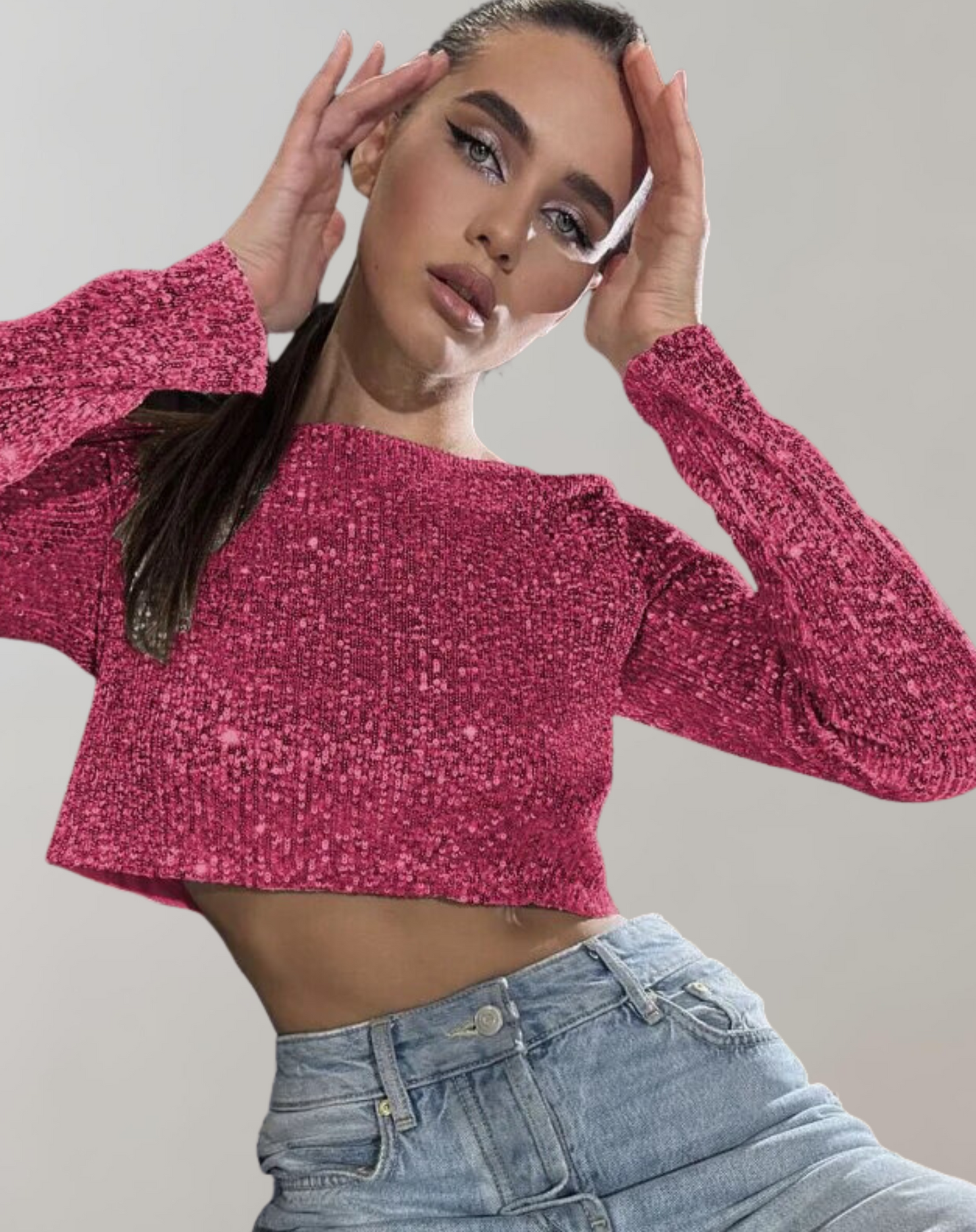 FAYE | Błyszczący crop top z cekinami dla kobiet