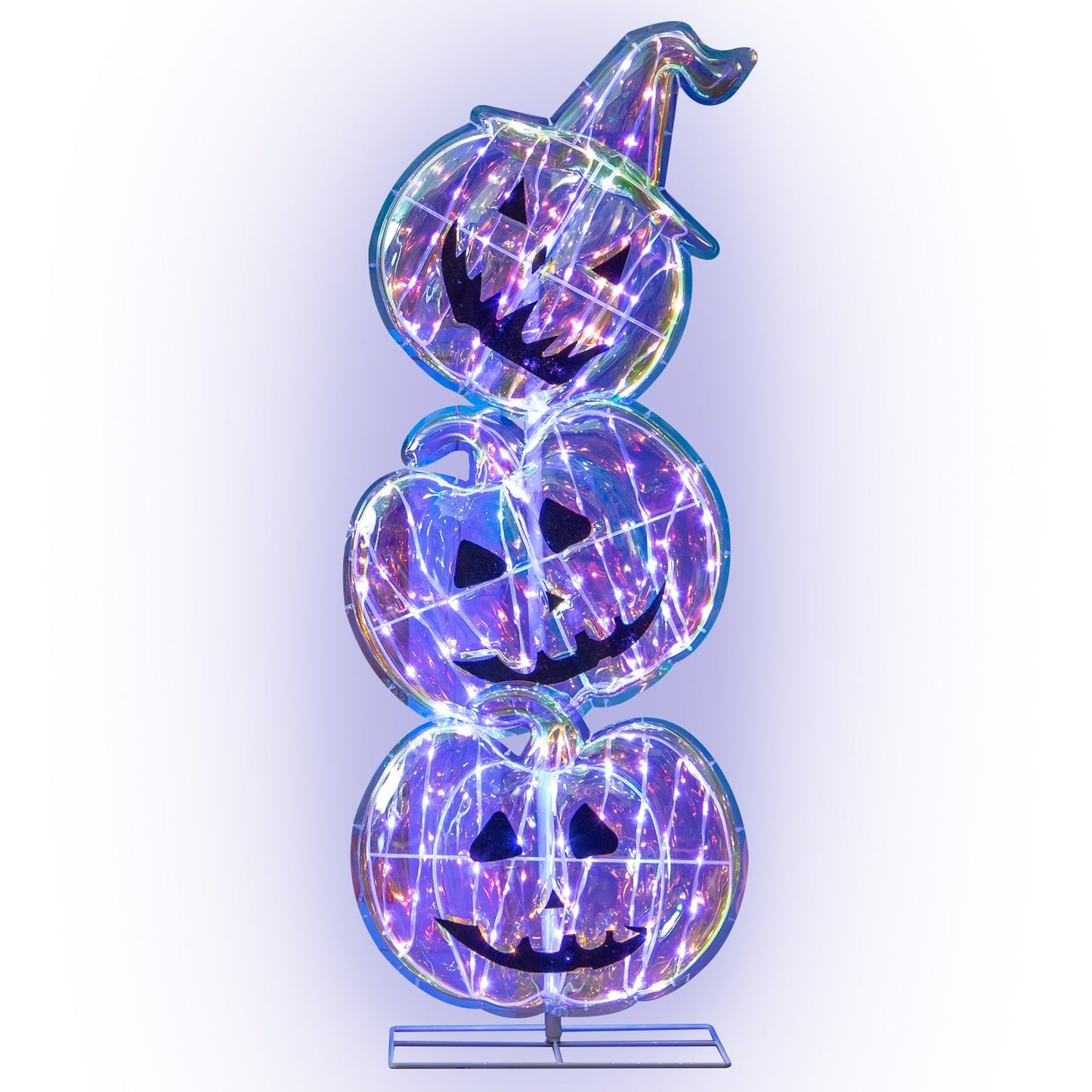 Podświetlana dekoracja Halloween z dyniami — wysoka LED ozdoba do ogrodu i wnętrz (105 cm)