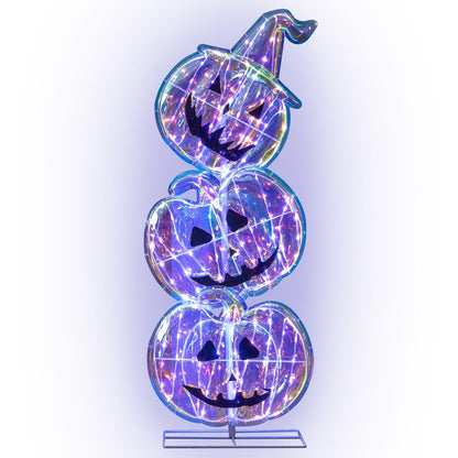 Podświetlana dekoracja Halloween z dyniami — wysoka LED ozdoba do ogrodu i wnętrz (105 cm)