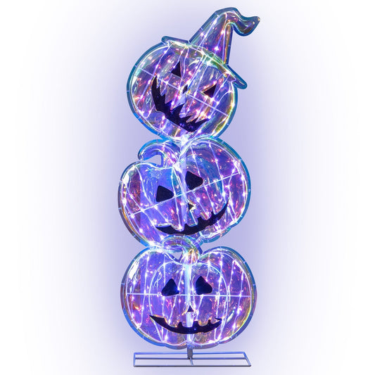 Podświetlana dekoracja Halloween z dyniami — wysoka LED ozdoba do ogrodu i wnętrz (105 cm)