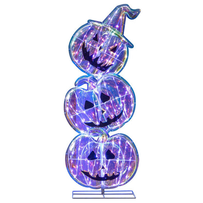 Podświetlana dekoracja Halloween z dyniami — wysoka LED ozdoba do ogrodu i wnętrz (105 cm)