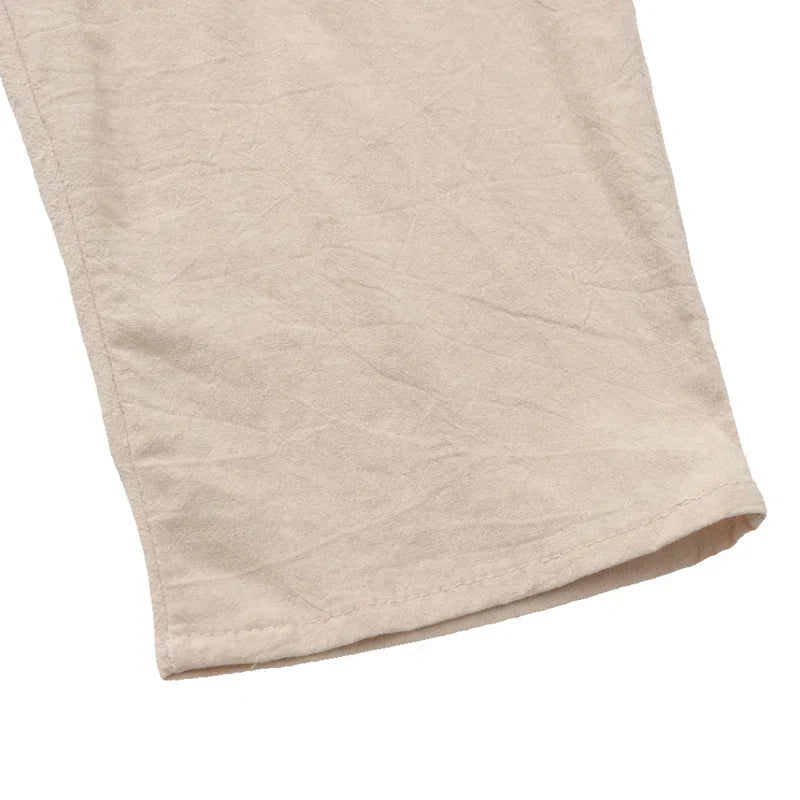 MARINO - Męskie długie spodnie lniane