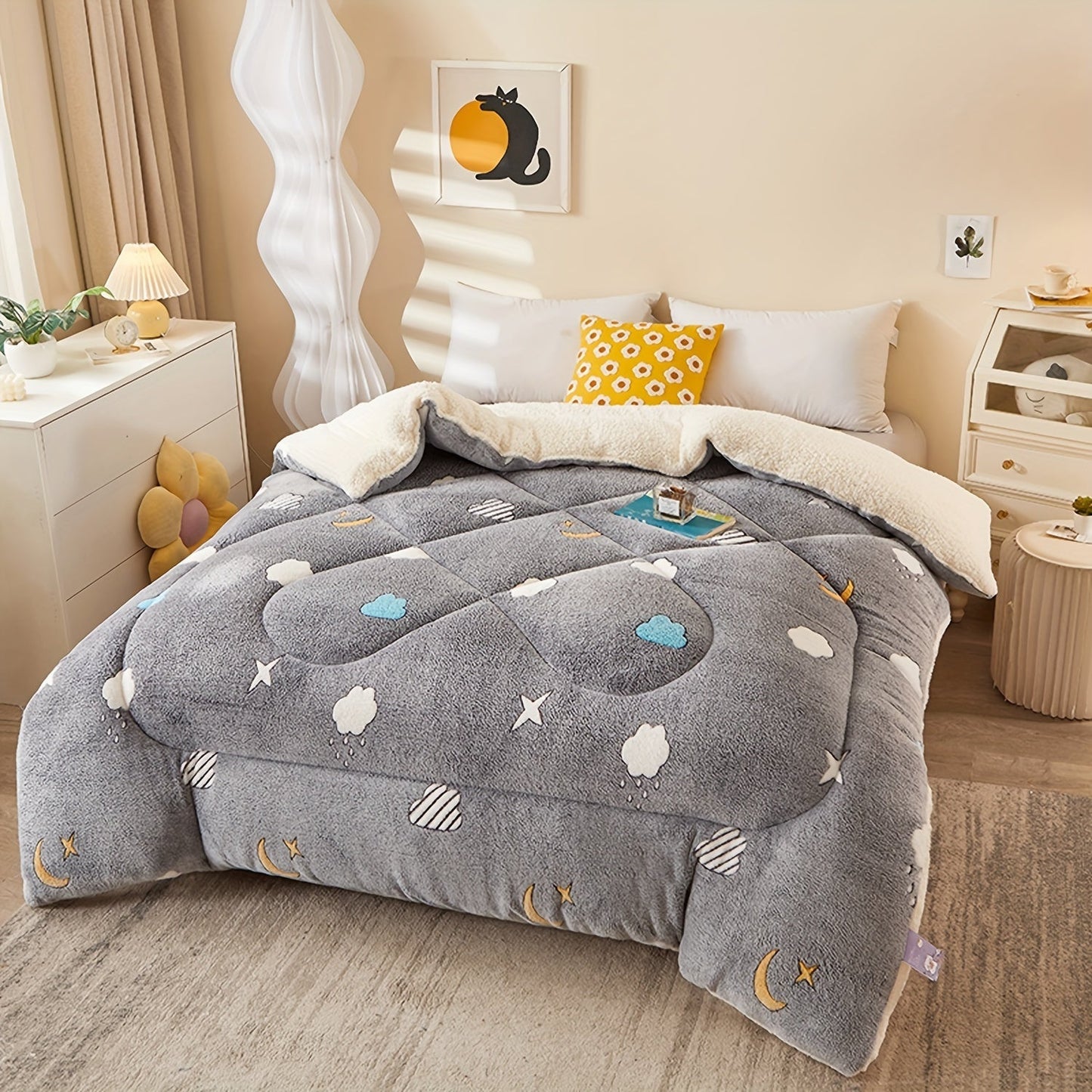 Flanelowa Kołdra w Kwiatowy Wzór - Komfort do Sypialni