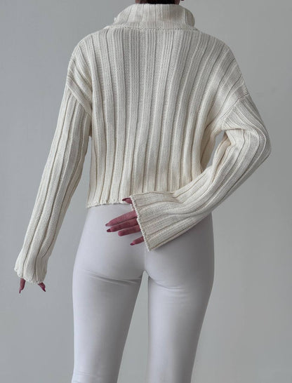 Lotte | Czarny Sweter z Suwakiem