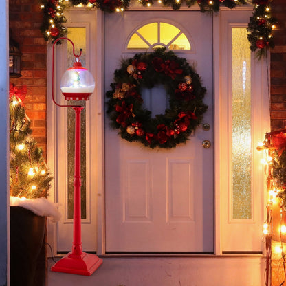 HolidayPost – 68-inch Christmas Lamp with Enchanted Snow Globe