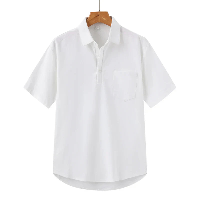 River Blouse - Short Sleeve Linen Polo