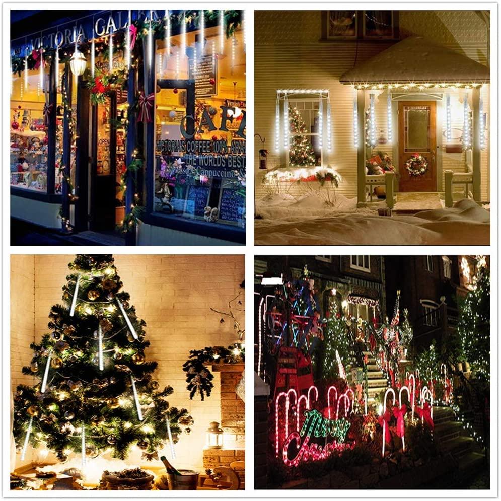 Świecące Sople Meteor z Efektem Spadającego Śniegu