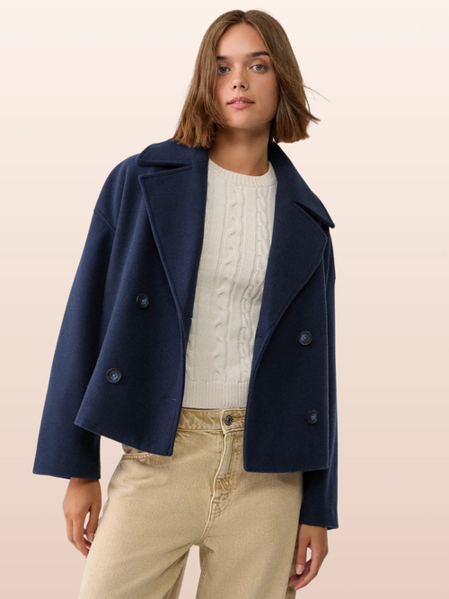 Klasyczna Krótka Dwurzędowa Kurtka Damska na Jesień