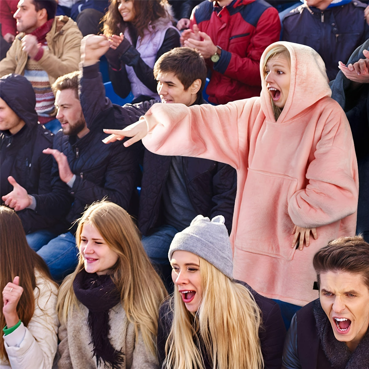 Uniwersalny Sweter-Koc z Praktyczną Kieszenią Kangurką