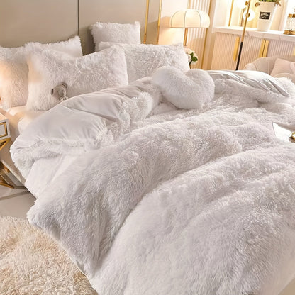 Trzyczęściowy Zestaw Pościeli Welurowej z Aksamitnym Akcentem