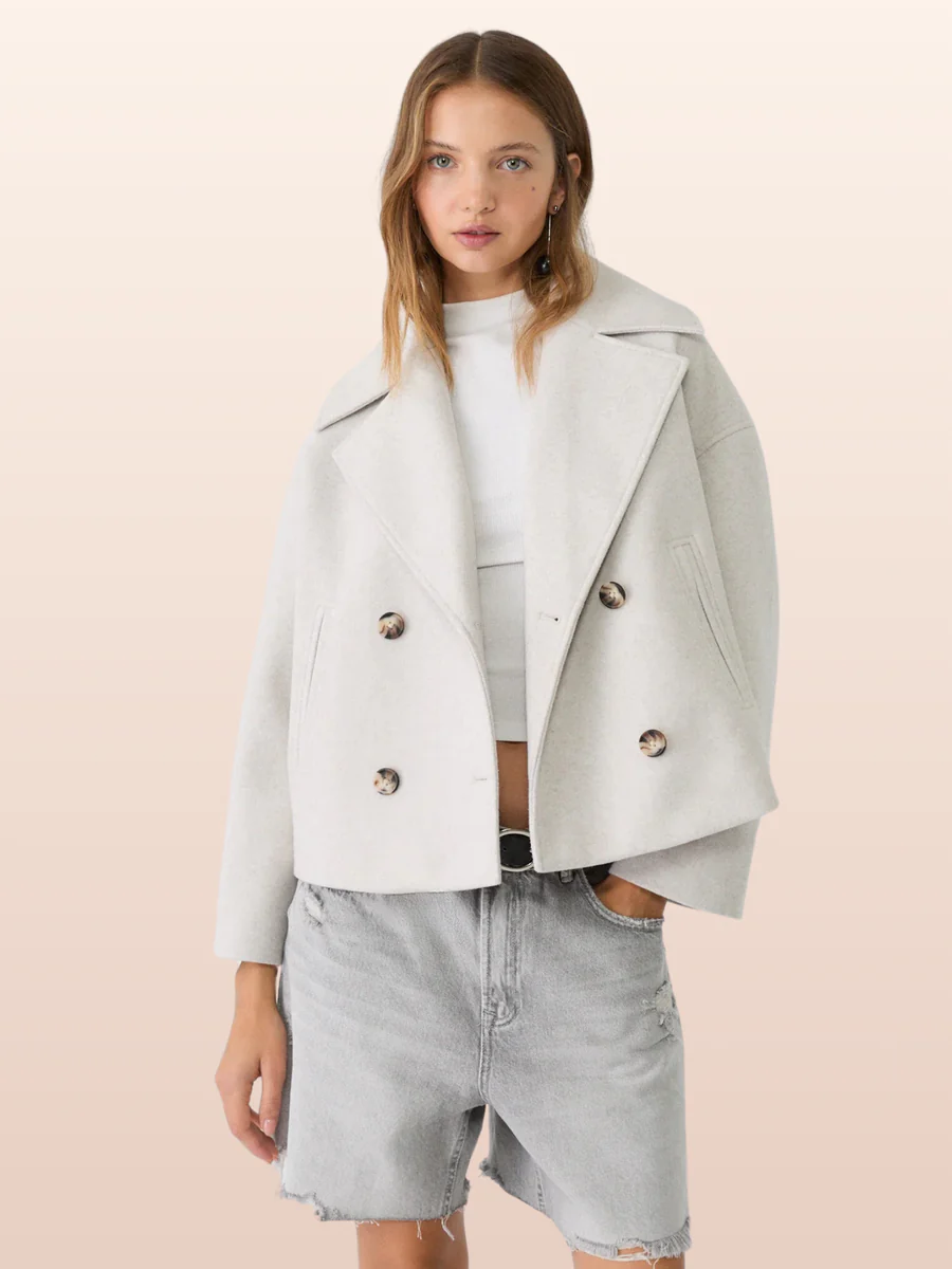 Klasyczna Krótka Dwurzędowa Kurtka Damska na Jesień