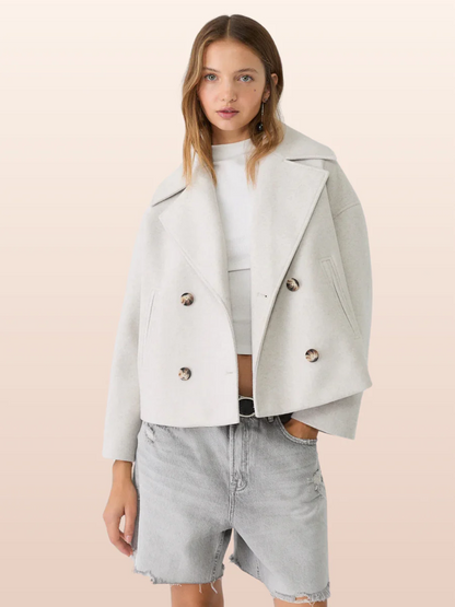 Klasyczna Krótka Dwurzędowa Kurtka Damska na Jesień