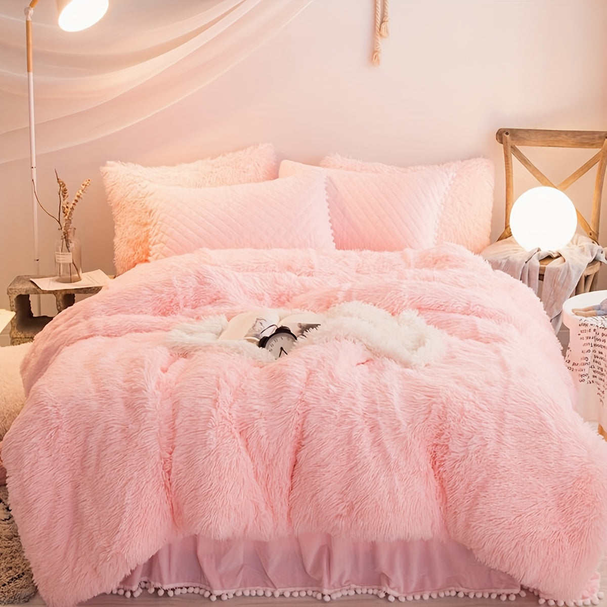 Trzyczęściowy Zestaw Pościeli Welurowej z Aksamitnym Akcentem