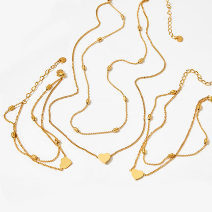 Isabella – Stylowa bransoletka na kostkę z serduszkami i podwójną warstwą