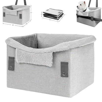 Składany i Przenośny Fotelik Samochodowy dla Małych Psów - Zapięcia Bezpieczeństwa - Do 25 Lbs