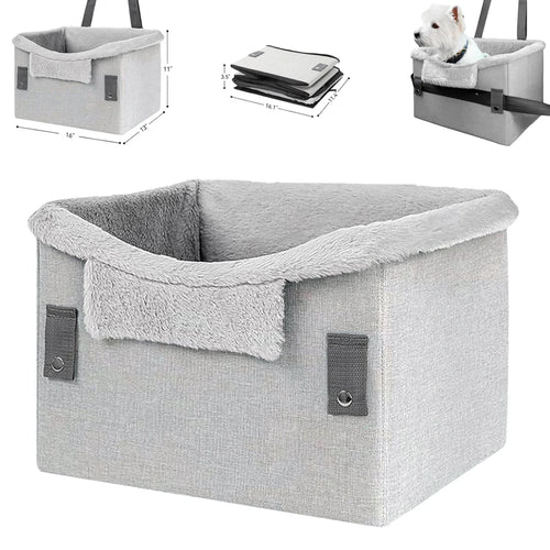 Składany i Przenośny Fotelik Samochodowy dla Małych Psów - Zapięcia Bezpieczeństwa - Do 25 Lbs