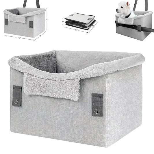 Składany i Przenośny Fotelik Samochodowy dla Małych Psów - Zapięcia Bezpieczeństwa - Do 25 Lbs