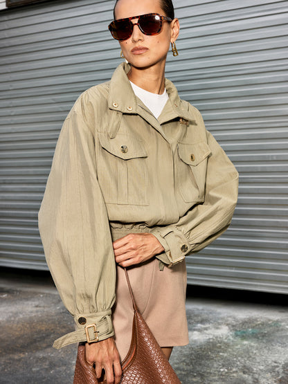 Celina | Krótka bawełniana kurtka z paskiem