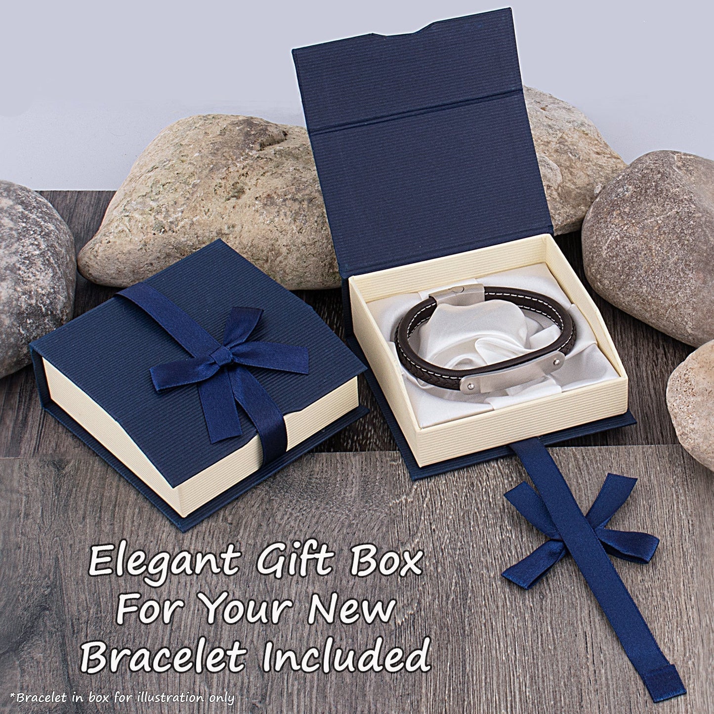 Damian – Elegancka skórzana bransoletka z czarnym stalowym zapięciem