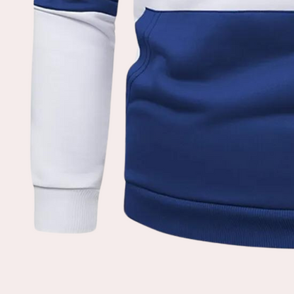 DANIEL | Męski kolorblockowy sweter z kapturem