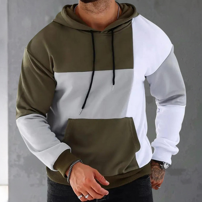 DANIEL | Męski kolorblockowy sweter z kapturem