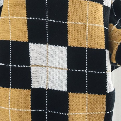 MALIN - Damski Sweter z Kwadratowym Wzorem