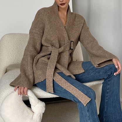 SELINA | Damski płaszcz z paskiem