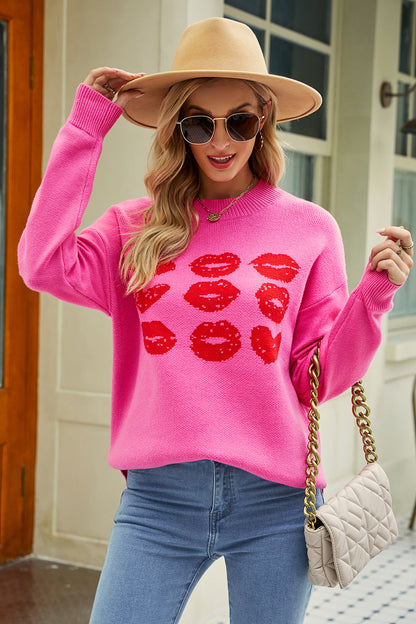 LIVIA – Sweter z ustnym nadrukiem w różnych kolorach