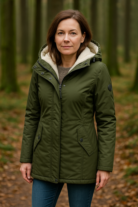 Stylowy płaszcz z kapturem na zimowe i jesienne dni