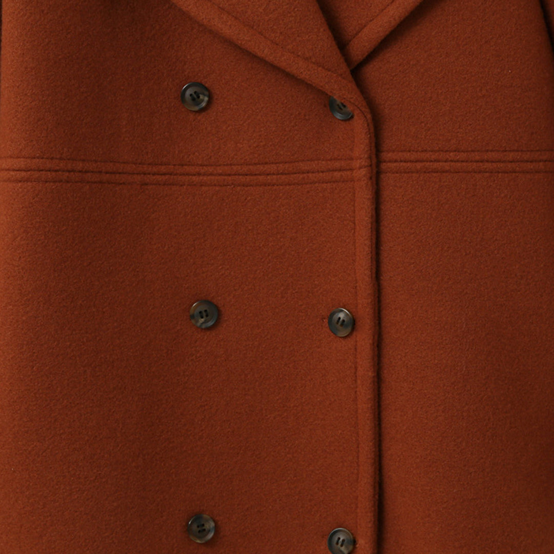 JADE PL. | Podwójnie Zapięty Długi Płaszcz Wełniany dla Kobiet