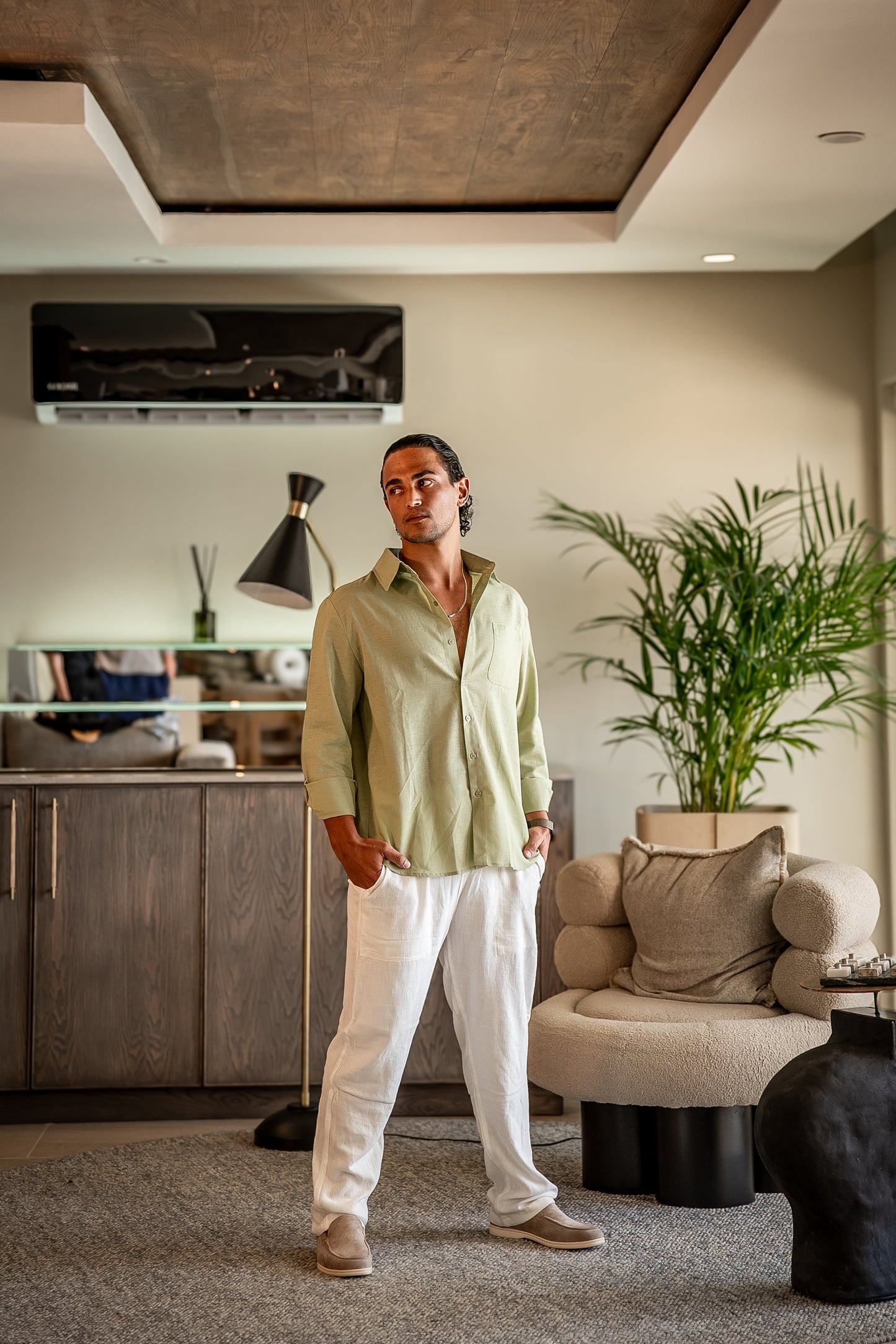 Stylowy Lniany Top z Długim Rękawem