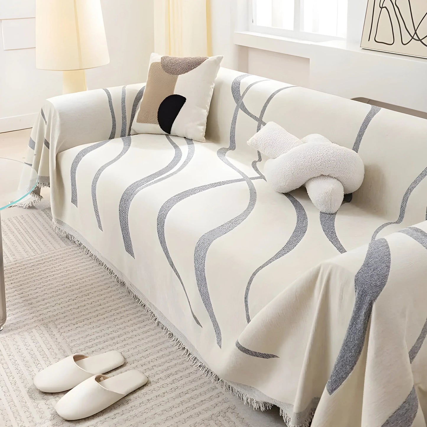 Odwracalny pokrowiec na sofę z chenilli i bawełny – LuxeCasa