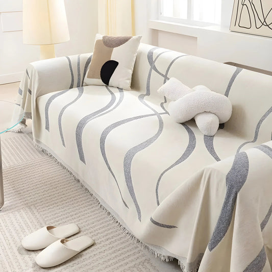 Odwracalny pokrowiec na sofę z chenilli i bawełny – LuxeCasa