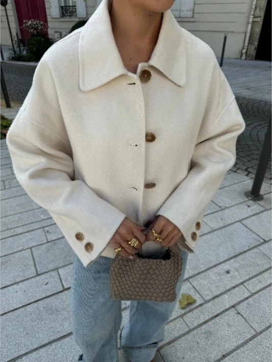 Stylowy Jesienny Płaszcz z Luksusowych Naturalnych Materiałów – Damski