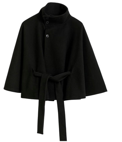 Clara Capejas | Women's Coat with Cape Sleeves, High Collar, and Belt