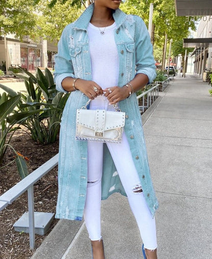 Suzie | Damska długa kurtka dżinsowa