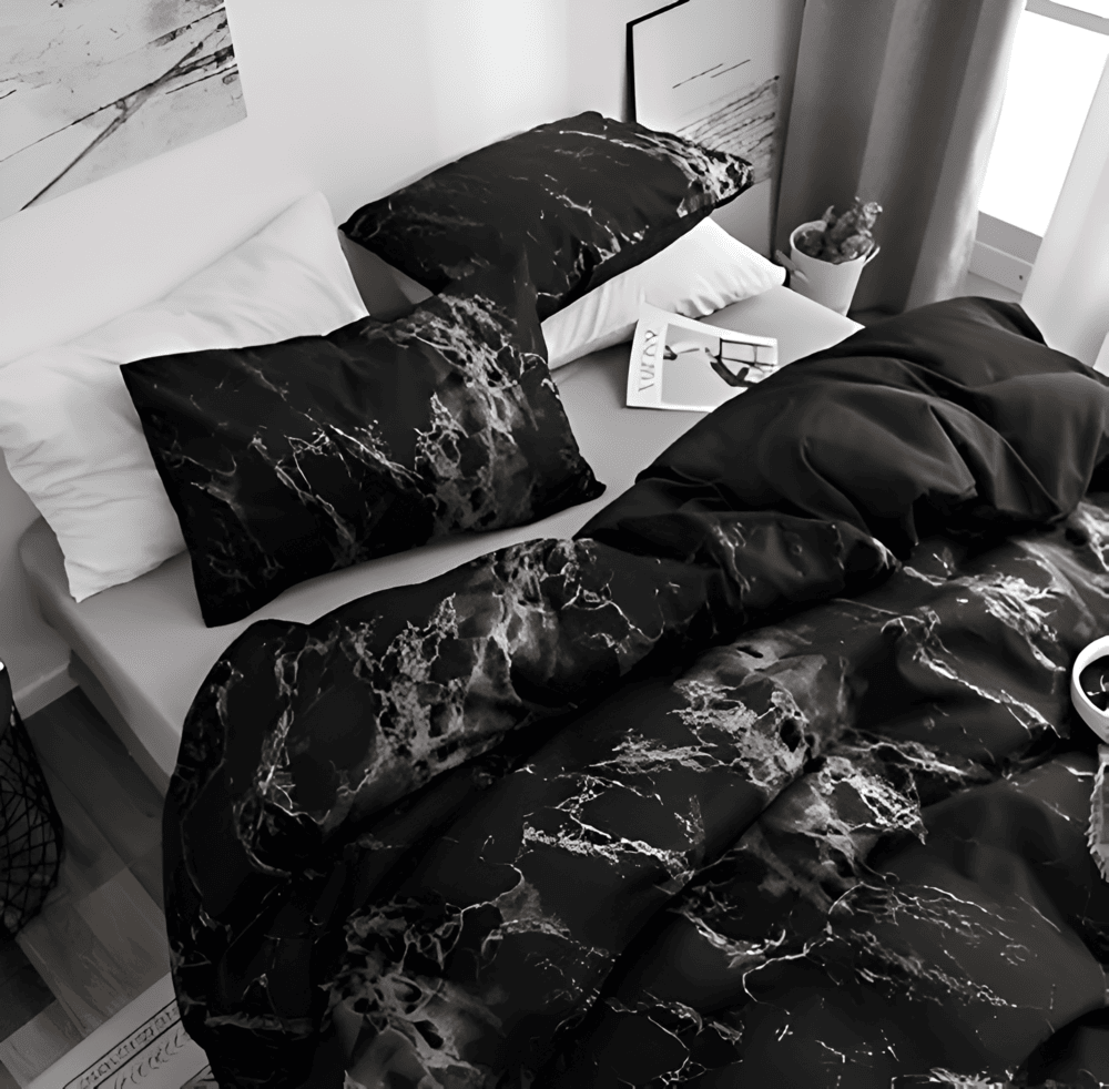 Velitra - Elegancki 3-częściowy zestaw pościeli z marmurowym wzorem
