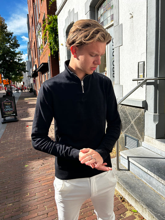 Harvey - Męski Sweter Lekki z Pół-Zipem na Lato