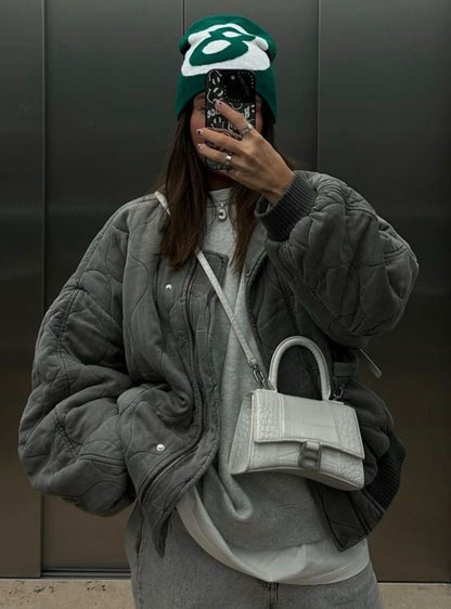 Damska Pikowana Kurtka Bomber - Casual Styl